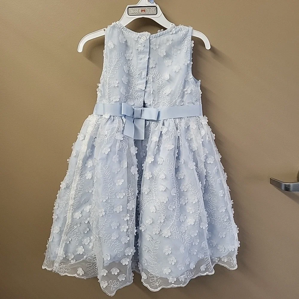 GYMBOREE Girls 4T Dress SPECIAL OCCASION White &  Blue Floral